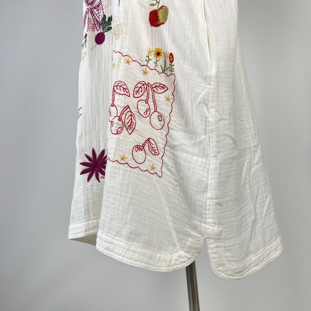 NWOT Johnny Was Women's Embroidered Linen Cotton Mini Dress White Size XL Pocket - Picture 12 of 15